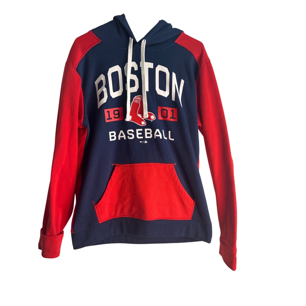 Fanatics Boston Red Sox MLB Baseball Hoodie Mens Medium Navy Blue Red Pullover